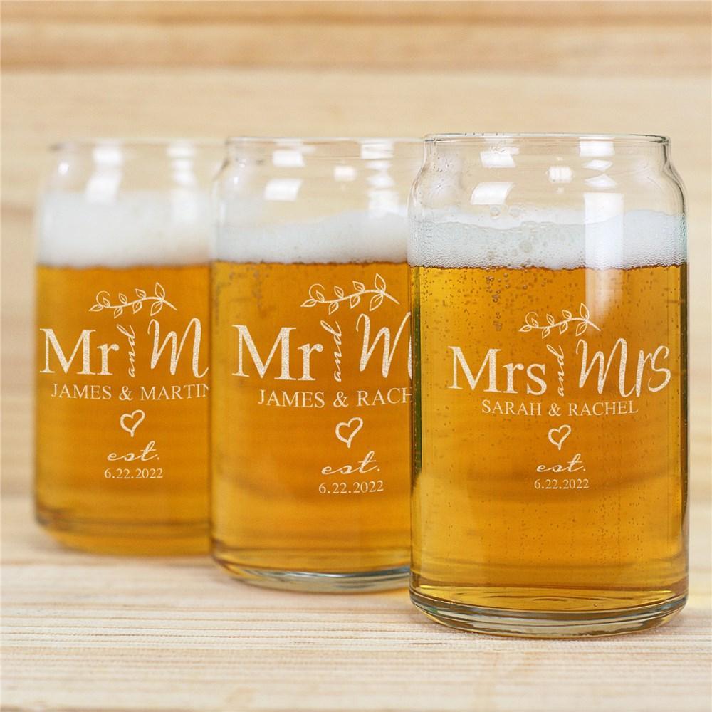 Engraved Couple's Beer Can Glass-Sunny Jar Personalized Gifts
