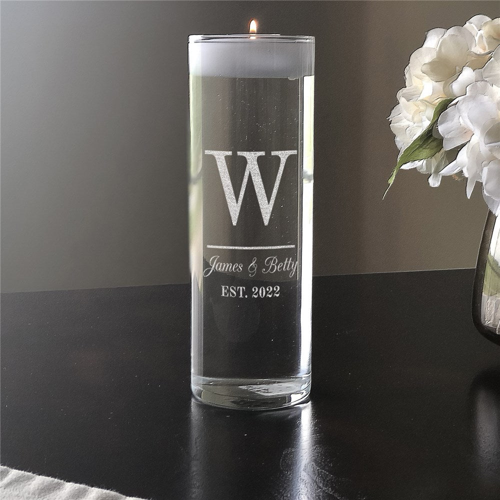 Engraved Initial and Couples Names Candle Vase-Sunny Jar Personalized Gifts