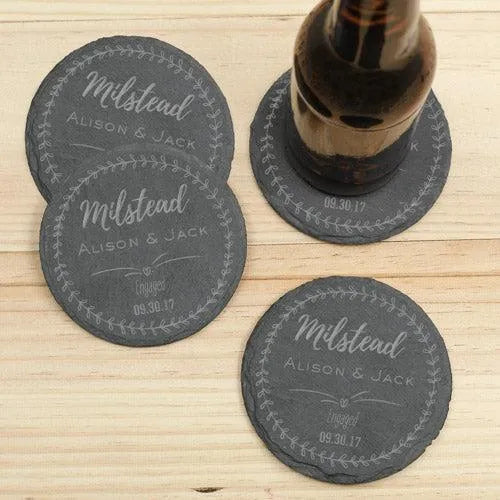 Personalized Engagement Slate Coaster Set-Sunny Jar Personalized Gifts