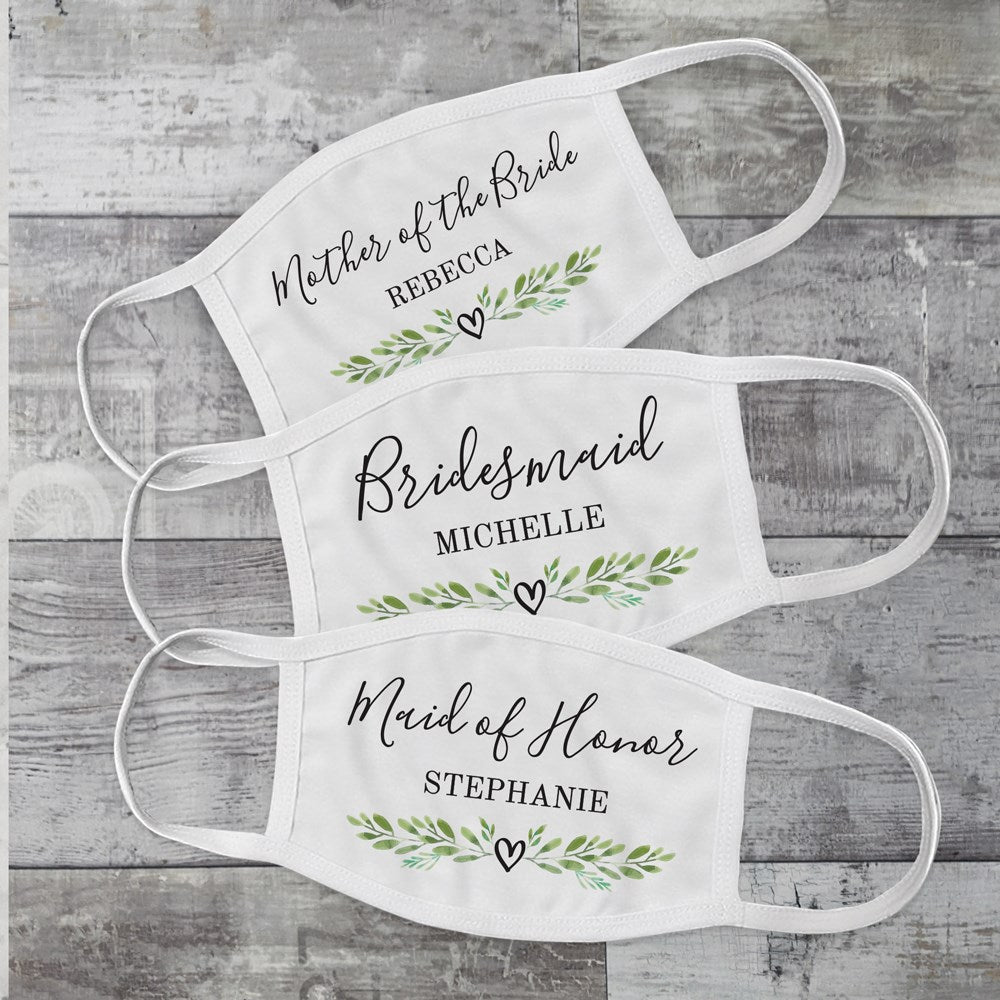 Personalized Greenery Bridal Party Face Mask-Sunny Jar Personalized Gifts
