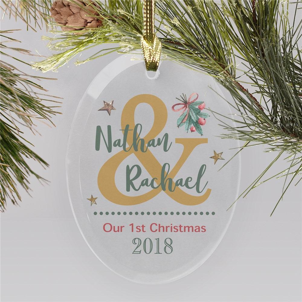 Personalized Mistletoe Glass Ornament-Sunny Jar Personalized Gifts