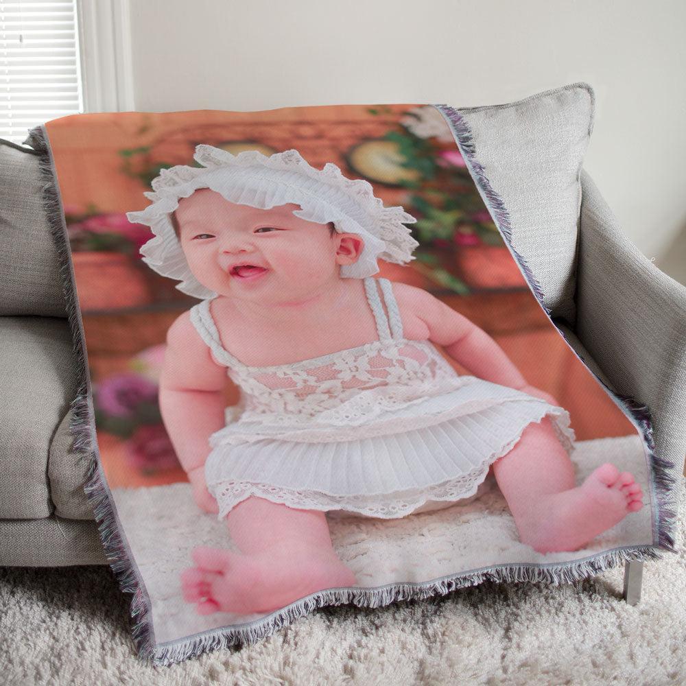 Personalized New Baby Photo Tapestry Throw-Sunny Jar Personalized Gifts