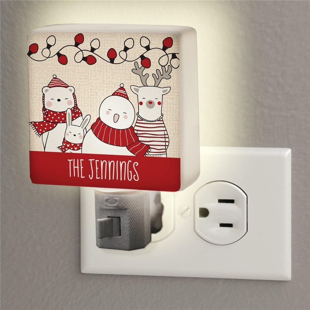 Personalized Simple Red and Black Christmas Square Night Light-Sunny Jar Personalized Gifts