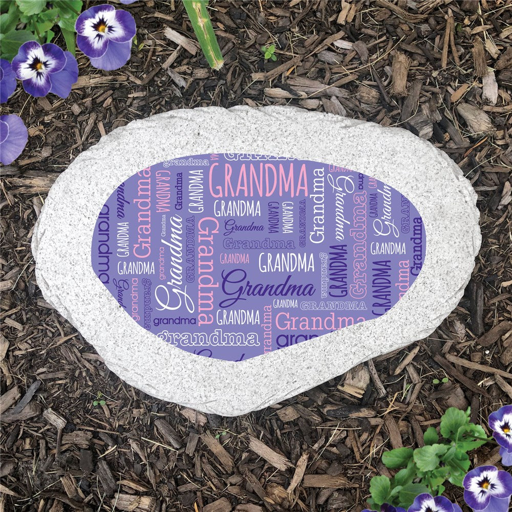 #1 NO PERS Grandma Word Art Flat Garden Stone