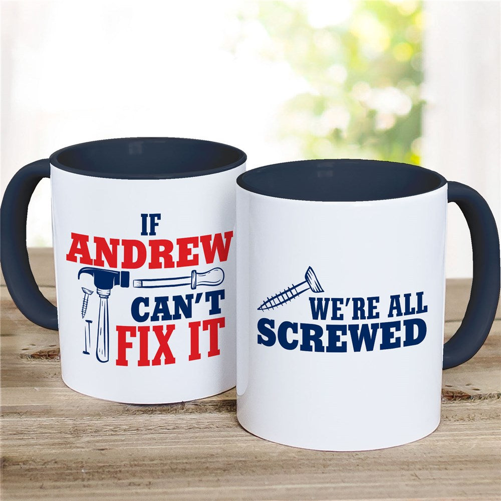 Personalized Bits & Pieces Fix It Mug with Navy Handle