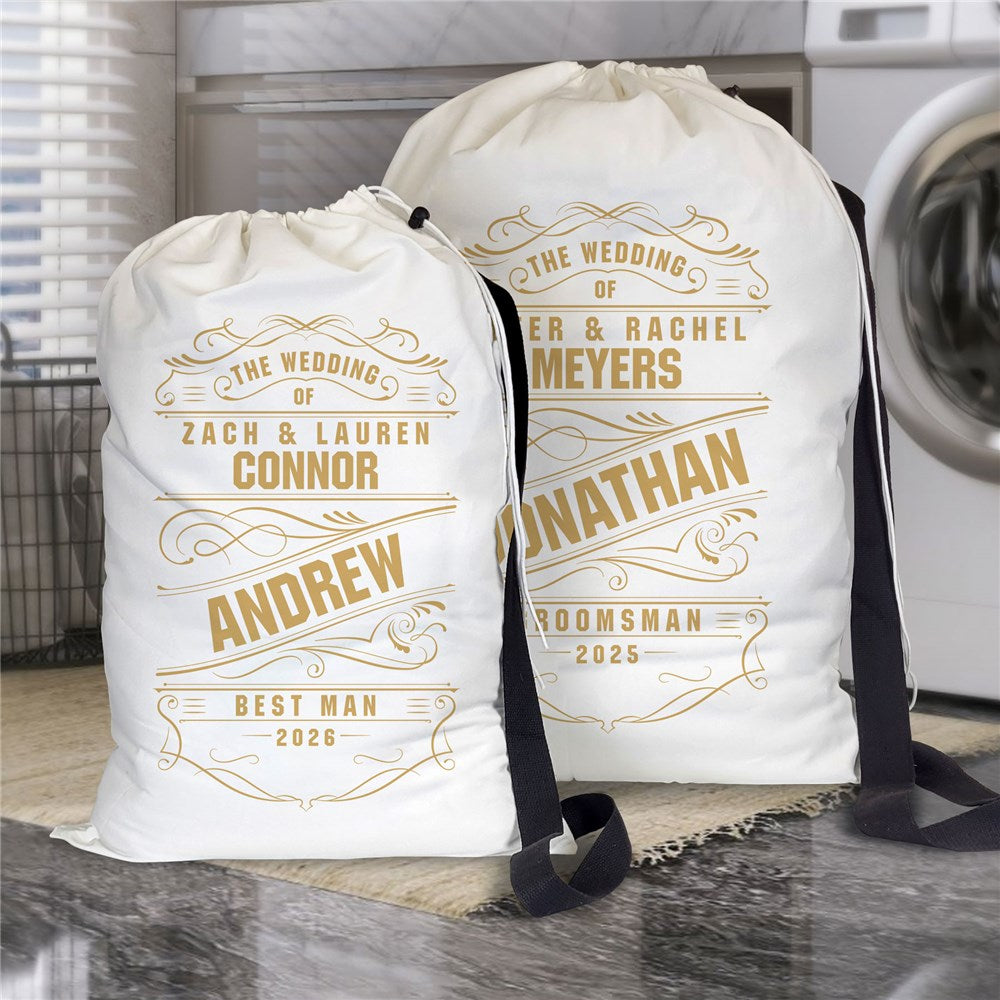 Personalized Groomsman Vintage Label Laundry Bag