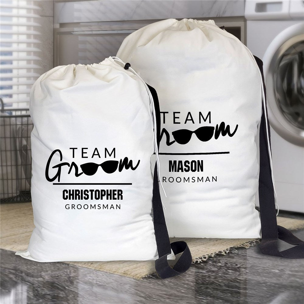 Personalized Team Groom with Sunglasses Laundry Bag