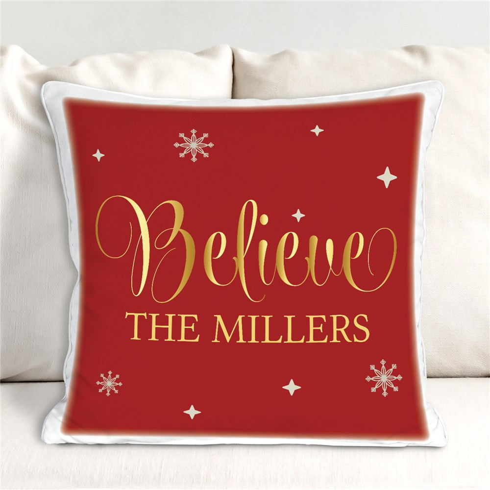 Personalized Believe Throw Pillow