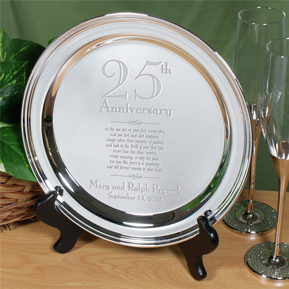 Engraved Wedding Anniversary Silver Plate