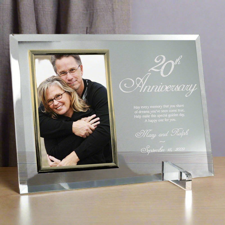 Personalized 20th Anniversary Beveled Glass Picture Frame - Sunny Jar Personalized™