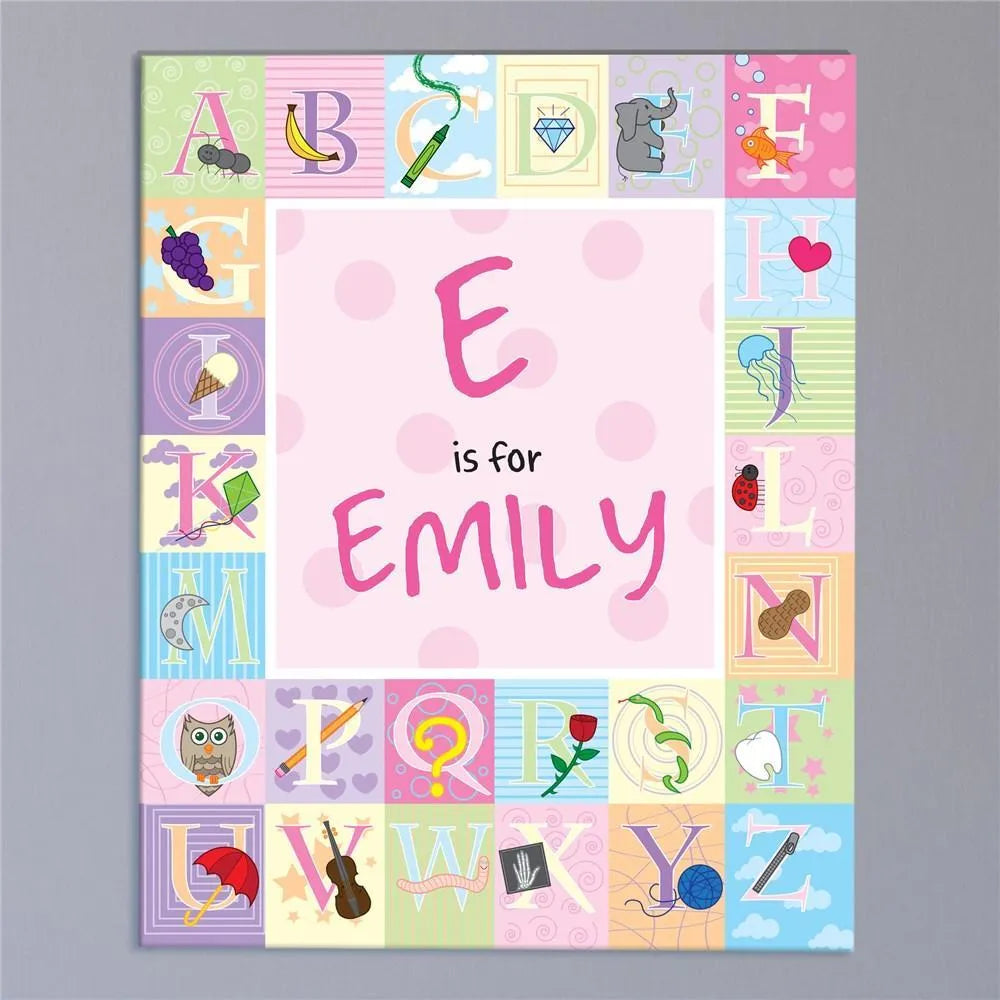 Alphabet girl canvas-Sunny Jar Personalized Gifts