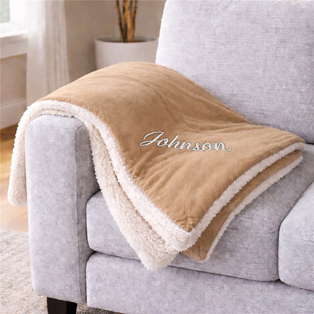 Embroidered Name Sherpa Blanket