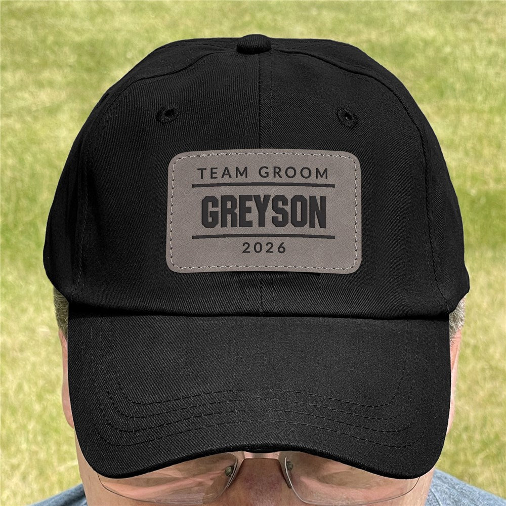 Personalized Team Groom with custom message line, name and year Hat