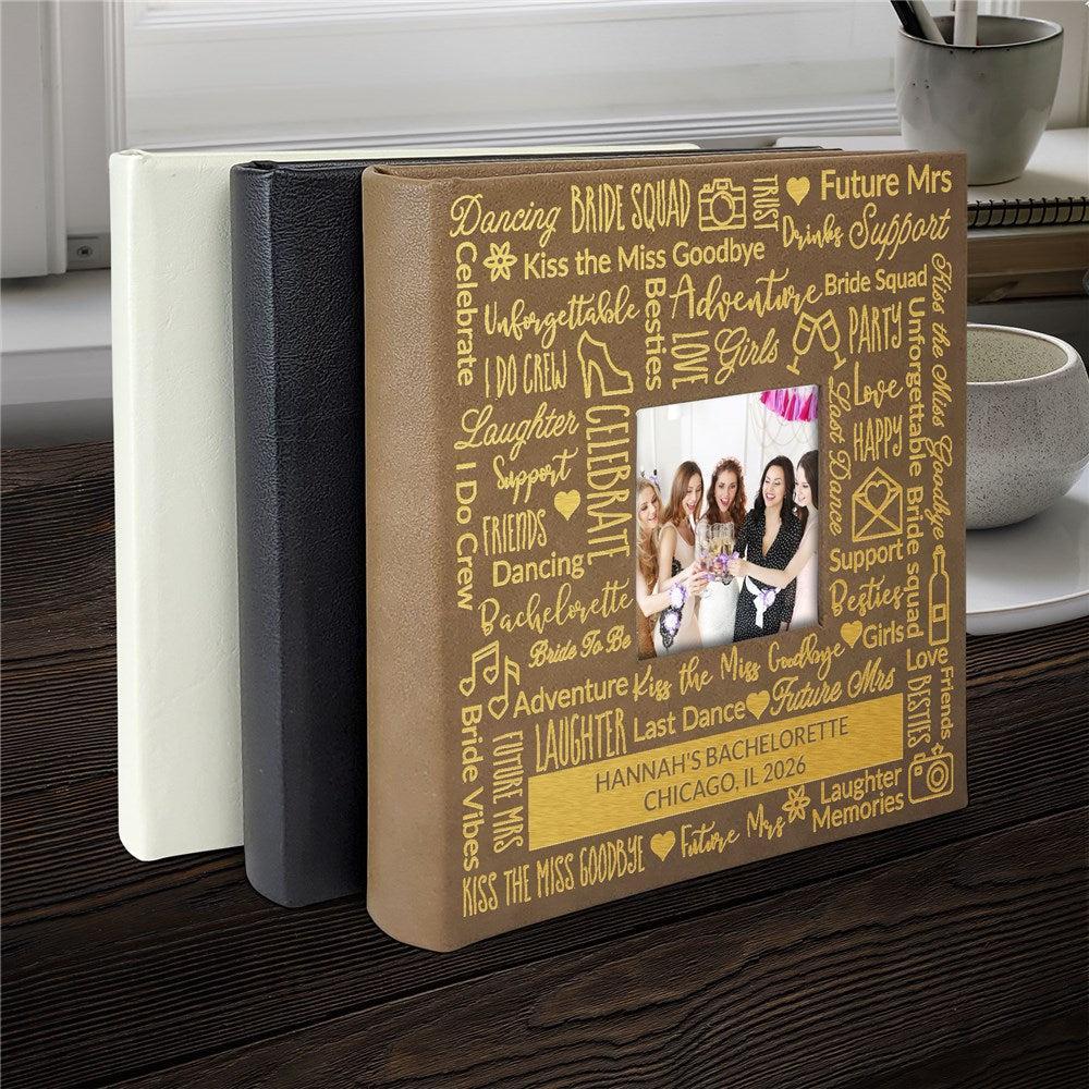 Engraved Bachelorette Party Static Word Art Leatherette Photo Album-Sunny Jar Personalized Gifts