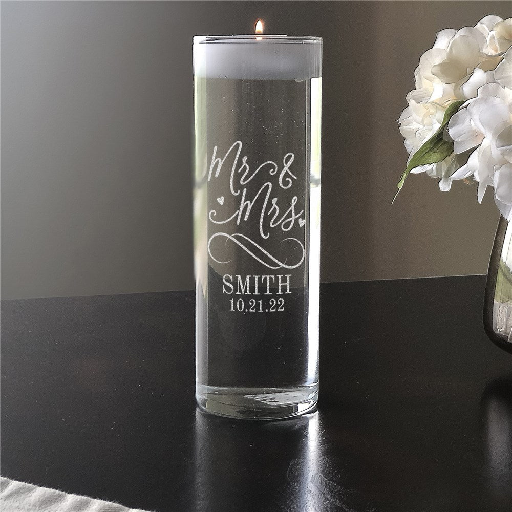 Engraved Mr. & Mrs. Candle Vase-Personalized Keepsake-Sunny Jar Personalized Gifts