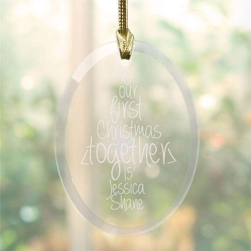 Engraved Our First Christmas Oval Glass Ornament-Sunny Jar Personalized Gifts