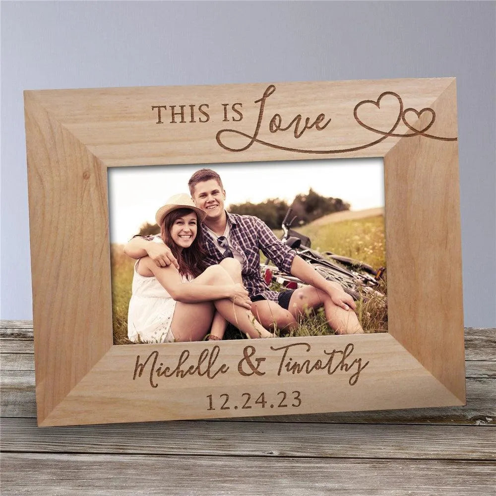 Engraved This is Love Hearts Picture Frame-Personalized Gifts-Sunny Jar Personalized Gifts