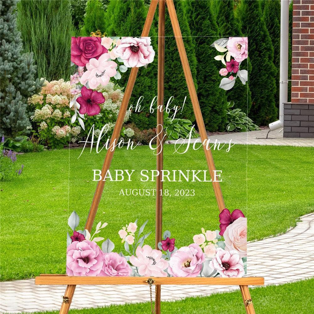 Floral Edges with Custom Text Acrylic Sign-Sunny Jar Personalized Gifts