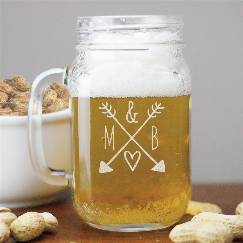 Arrows & Initials Mason Jar