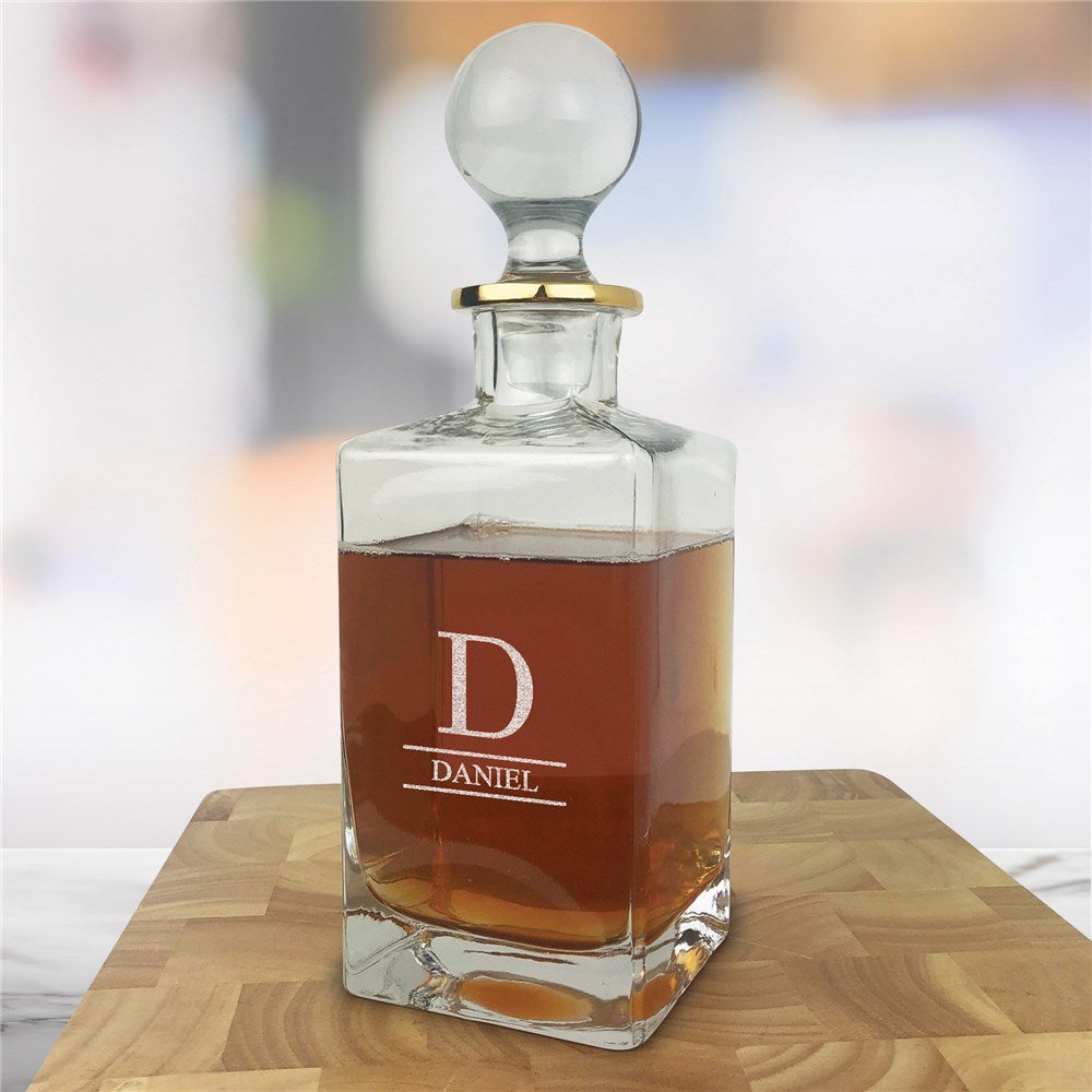 Engraved Initial and Name 32 oz Gold Decanter