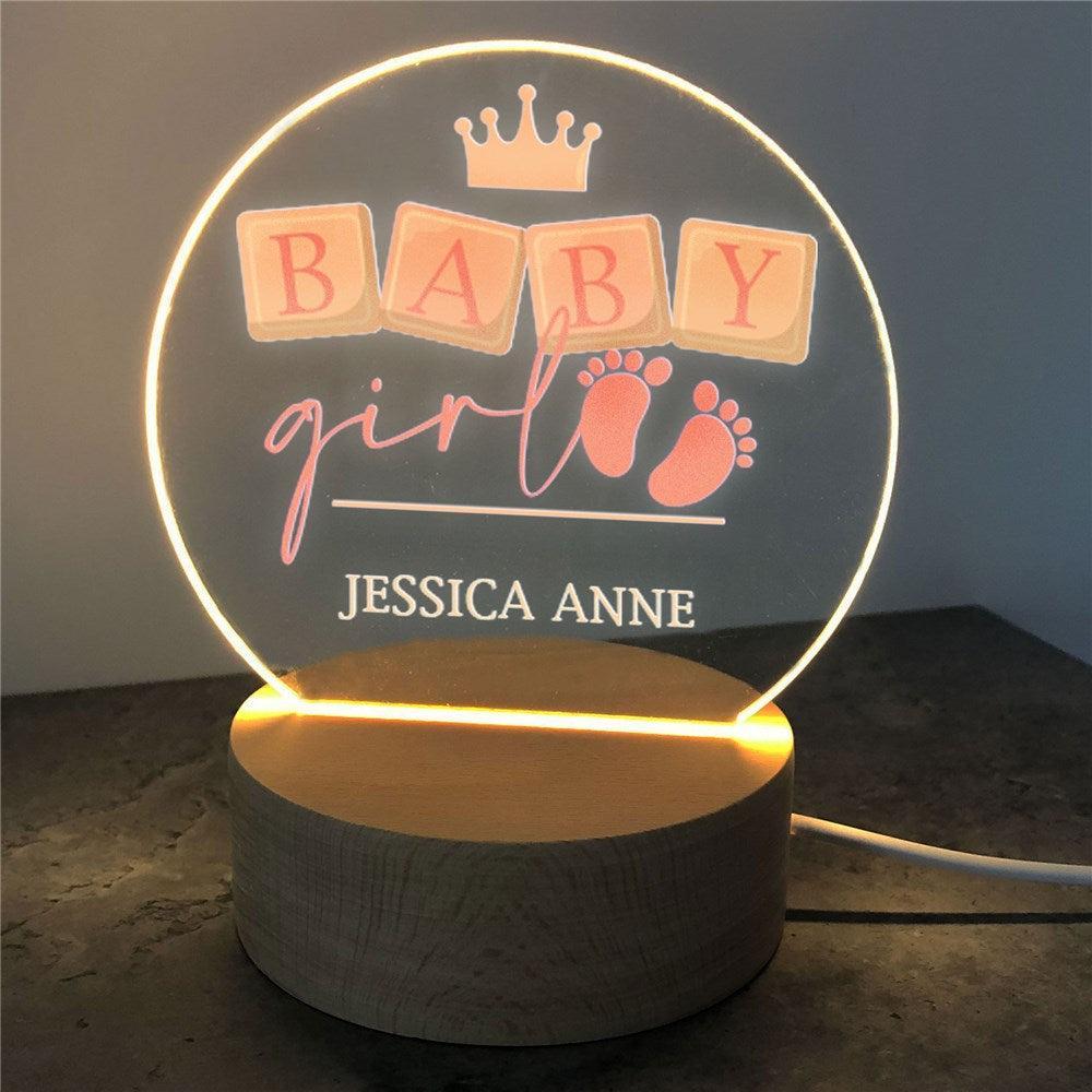 Personalized Baby Crown Round Light Up Sign-Sunny Jar Personalized Gifts