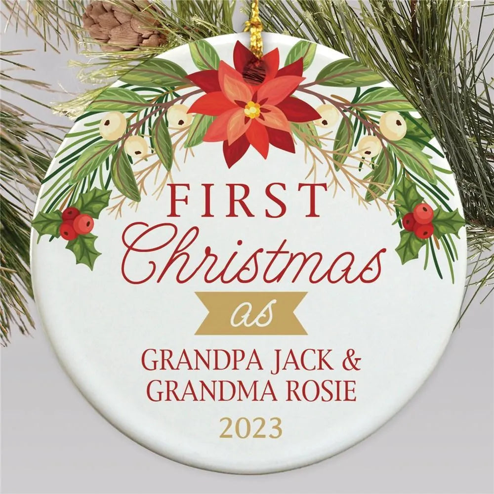 Personalized First Christmas as Round Ornament-Sunny Jar Personalized Gifts