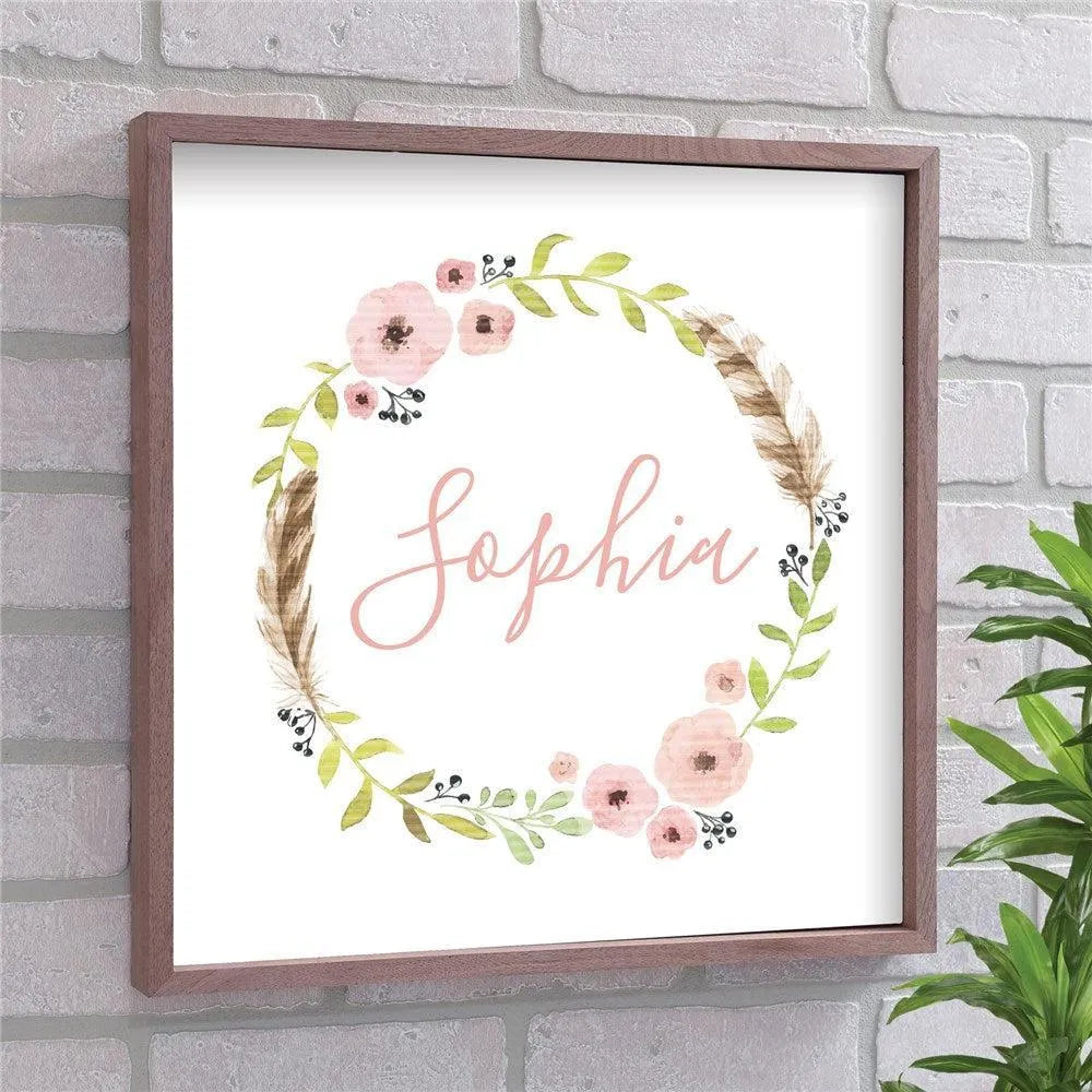 Personalized Flower Wreath Framed Wall Decor-Personalized Wall Decor-Sunny Jar Personalized Gifts