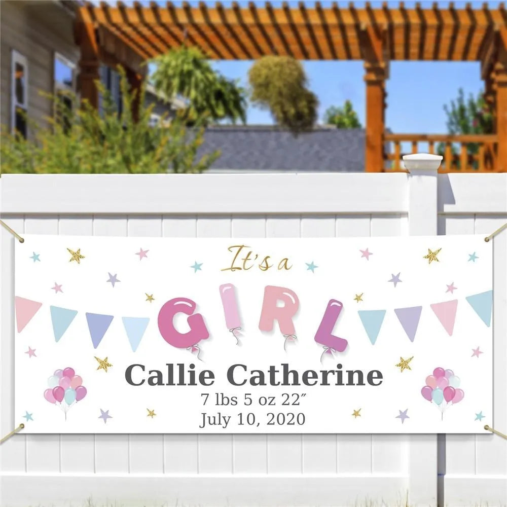 Personalized It's A Girl Banner-Sunny Jar Personalized Gifts