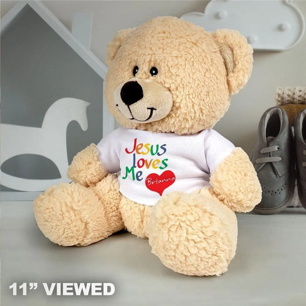 Personalized Jesus Loves Me Teddy Bear-Sunny Jar Personalized Gifts