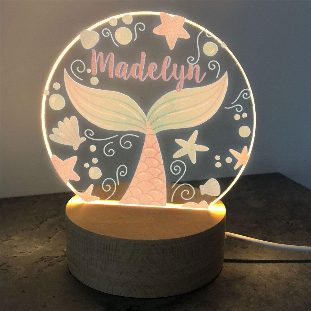 Personalized Mermaid Tail Round Light Up Sign-Sunny Jar Personalized Gifts