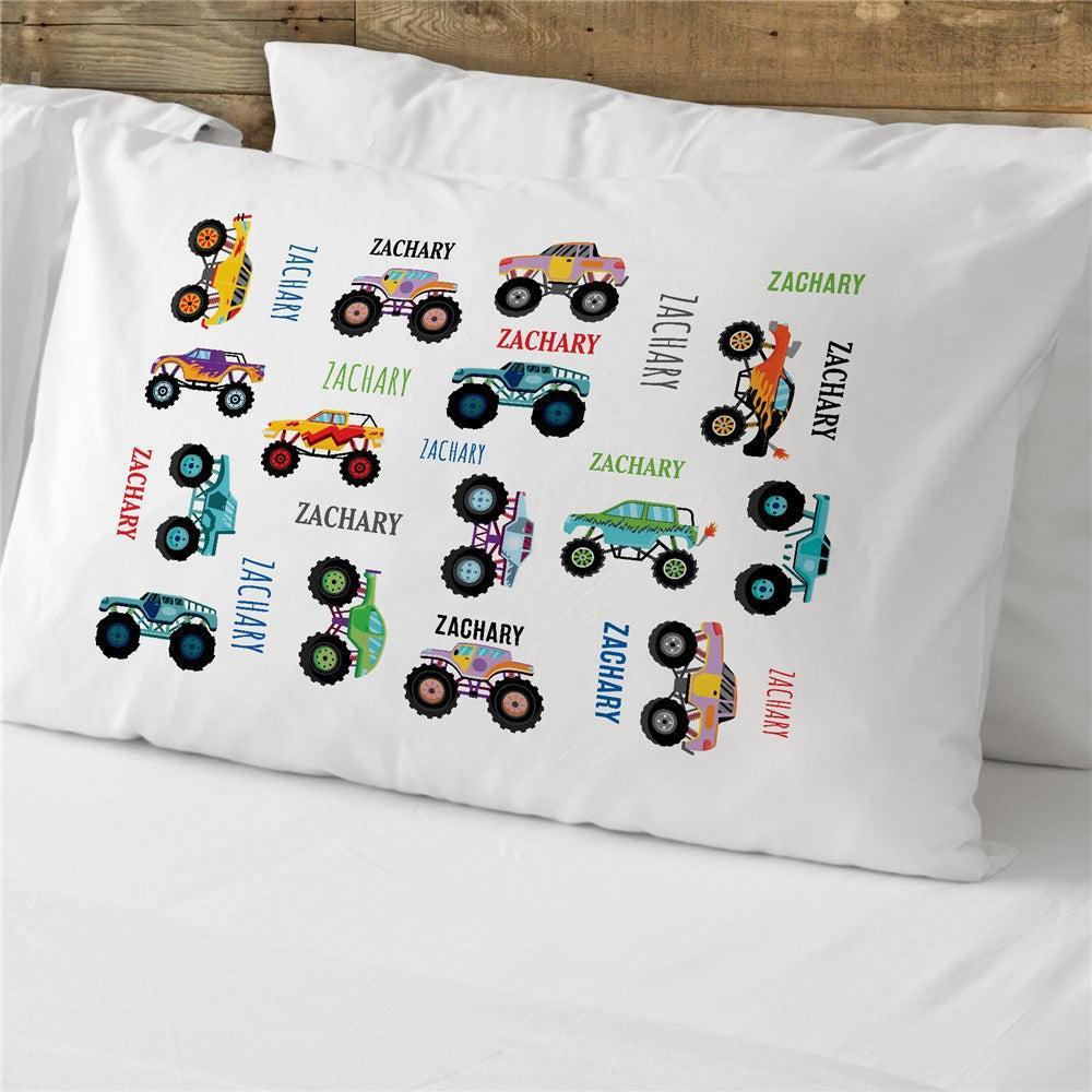 Personalized Monster Truck Pillowcase-Sunny Jar Personalized Gifts