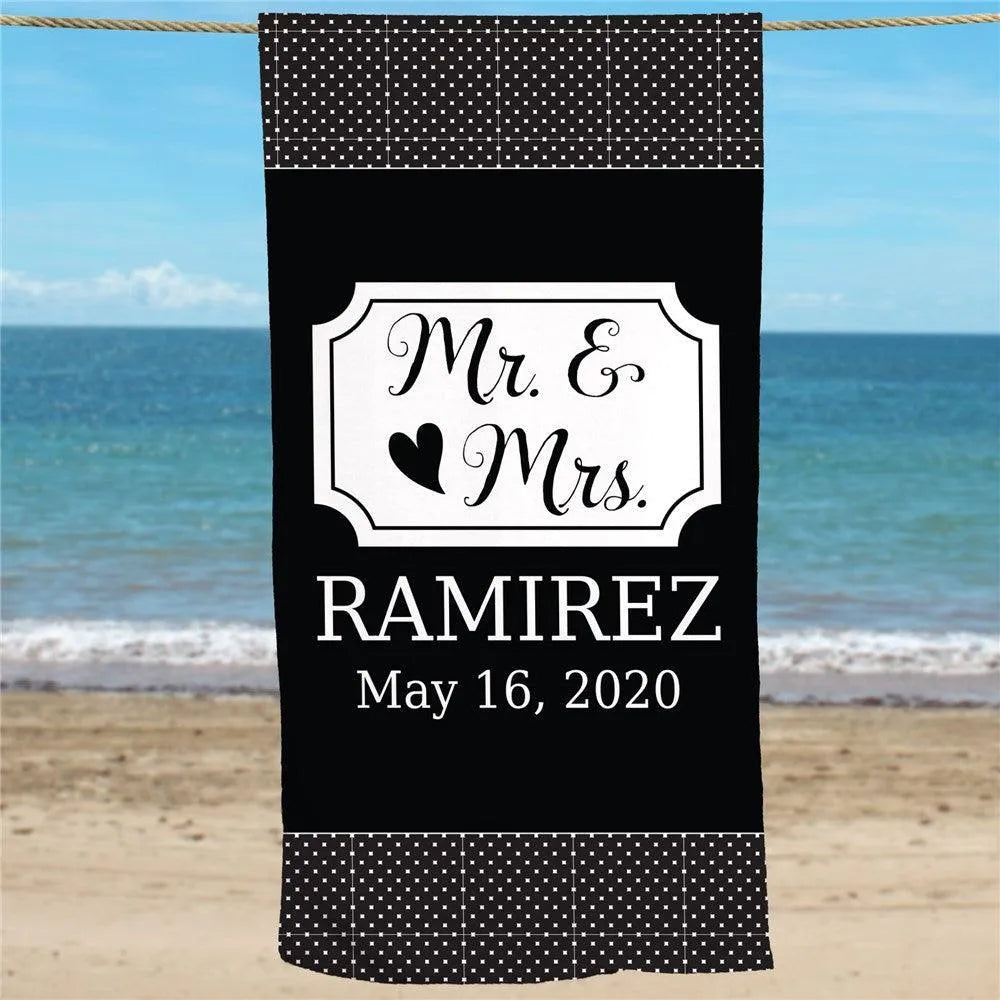 Personalized Mr. & Mrs. Beach Towel-Personalized Gifts-Sunny Jar Personalized Gifts