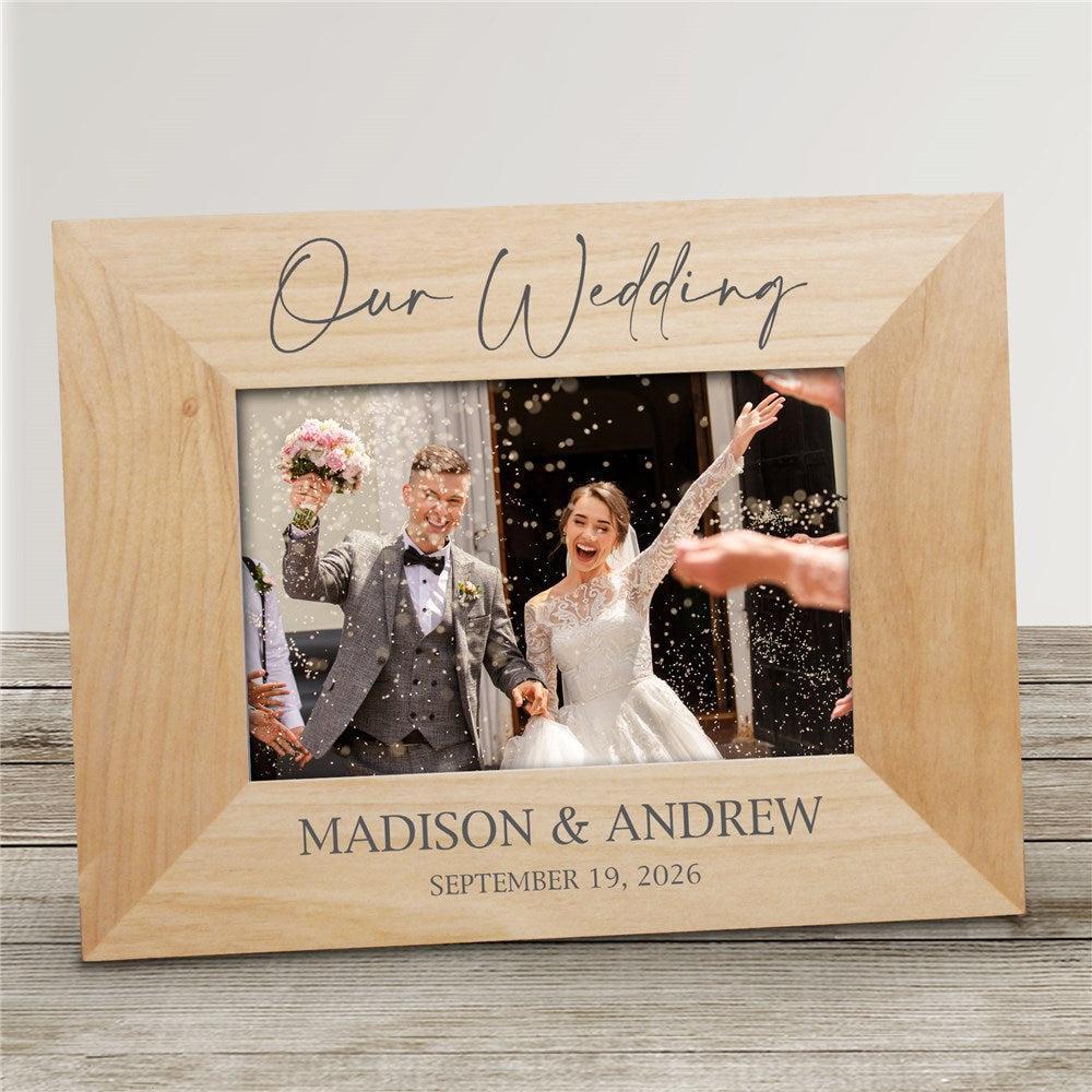 Personalized Our Wedding Script Wooden Picture Frame-Sunny Jar Personalized Gifts
