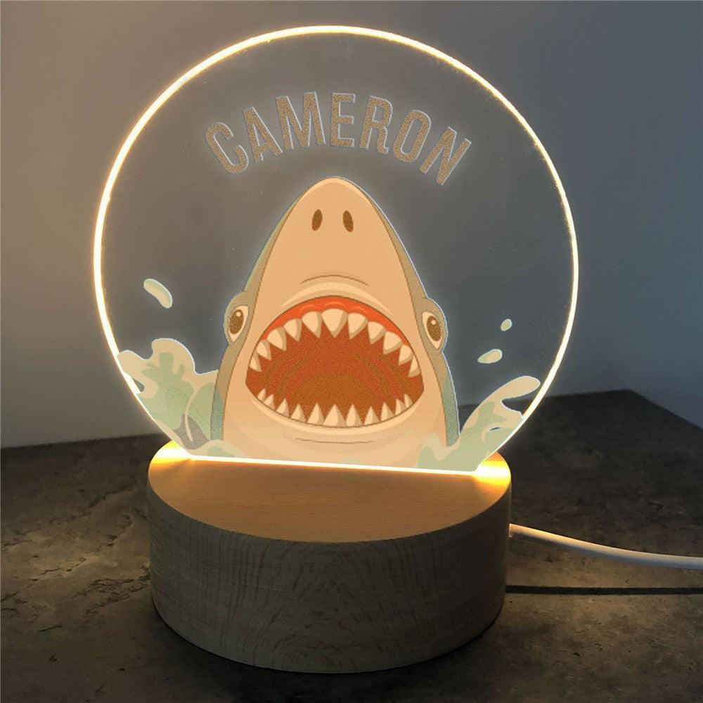 Personalized Shark Attack Round Light Up Sign-Sunny Jar Personalized Gifts