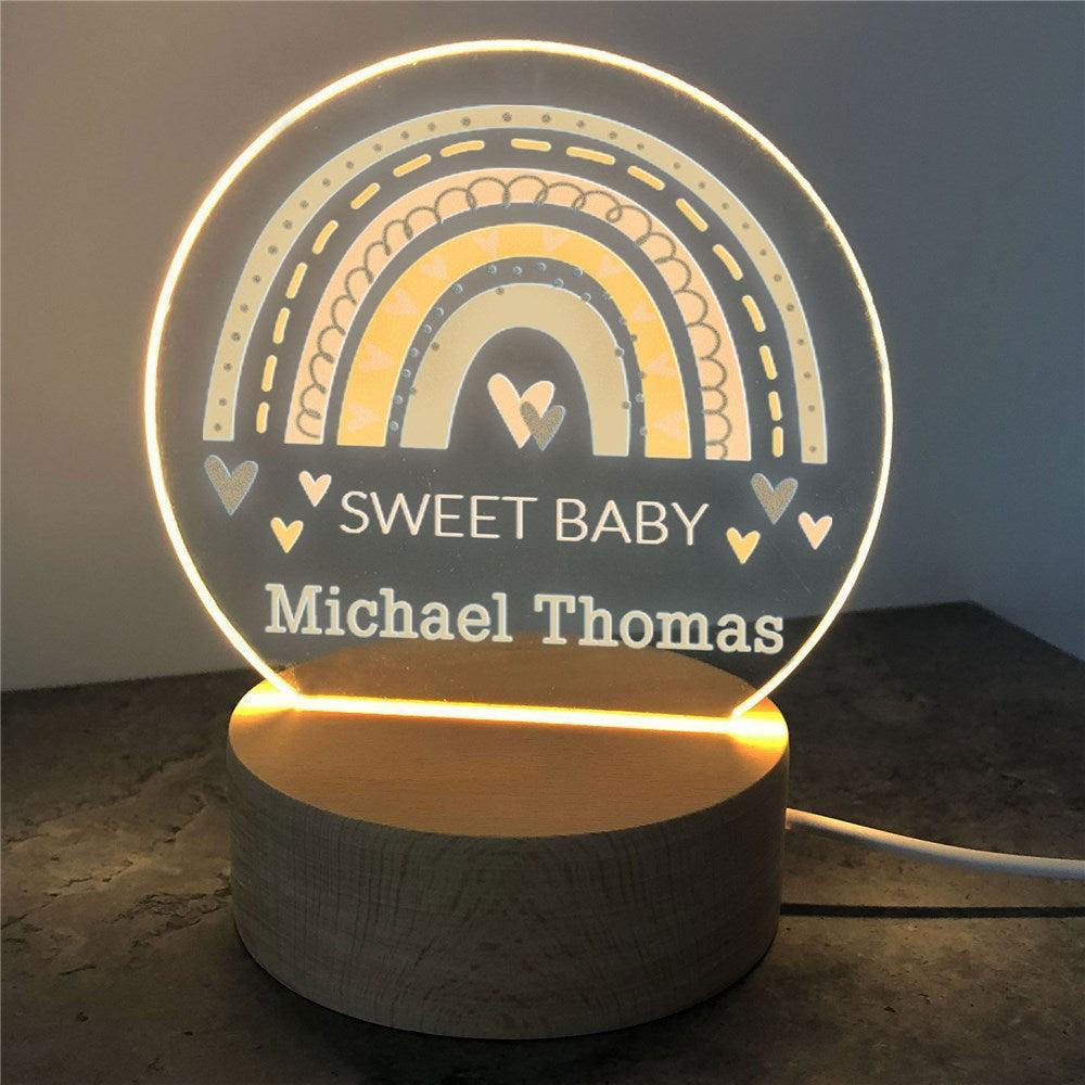 Personalized Sweet Baby Rainbow Round Light Up Sign-Sunny Jar Personalized Gifts