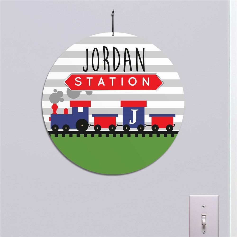 Personalized Train Round Sign-Sunny Jar Personalized Gifts