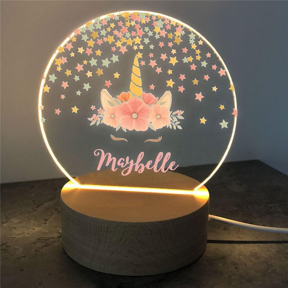 Personalized Unicorn Princess Round LED Sign-Sunny Jar Personalized Gifts