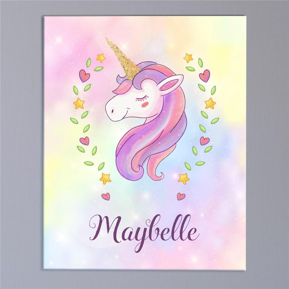 Personalized Unicorn with Floral Wreath Wall Canvas-Sunny Jar Personalized Gifts