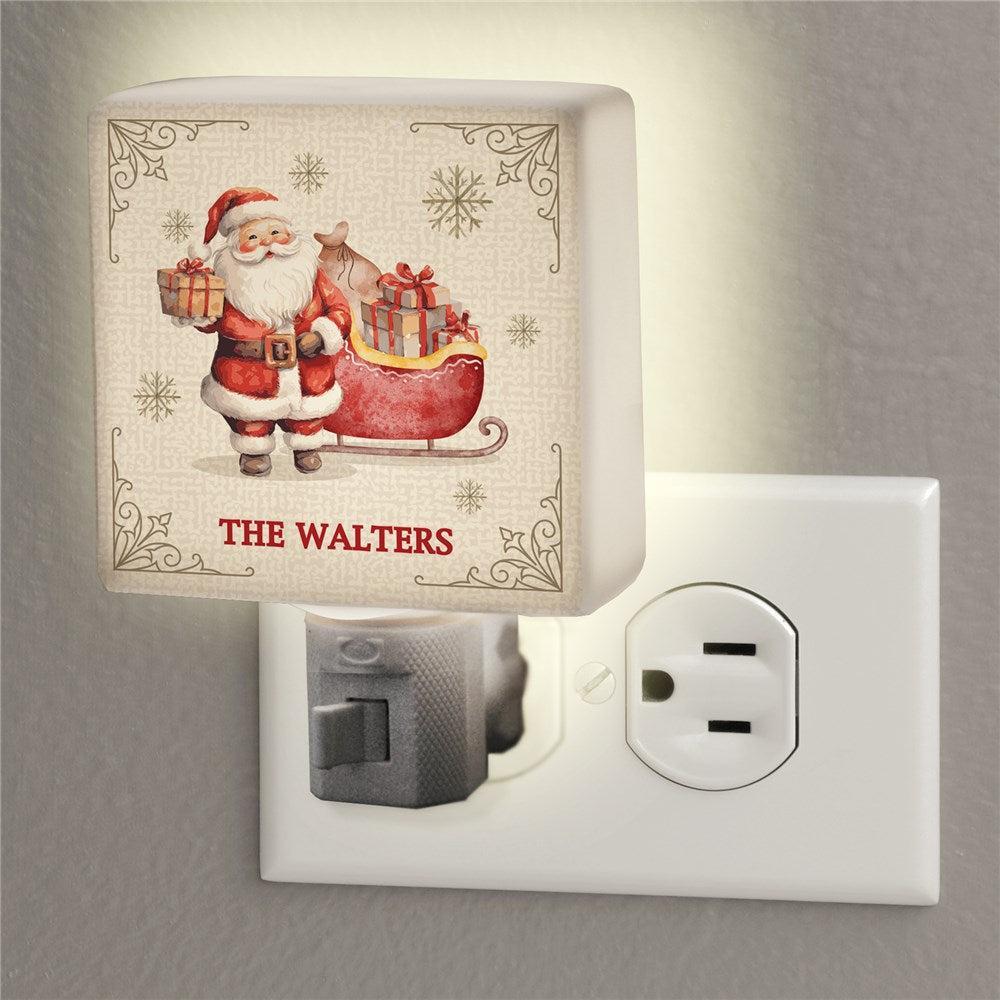 Personalized Watercolor Vintage Christmas Square Night Light-Sunny Jar Personalized Gifts