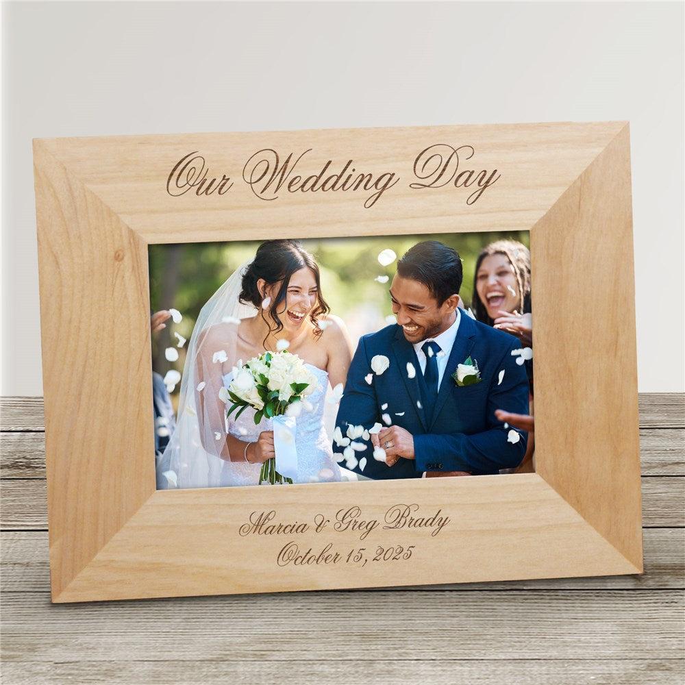 Personalized Wedding Day Wood Picture Frame-Sunny Jar Personalized Gifts