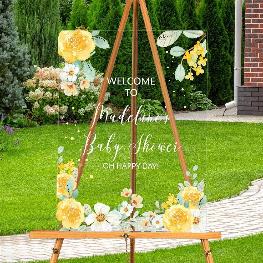 Personalized Yellow and White Floral Acrylic Sign-Sunny Jar Personalized Gifts