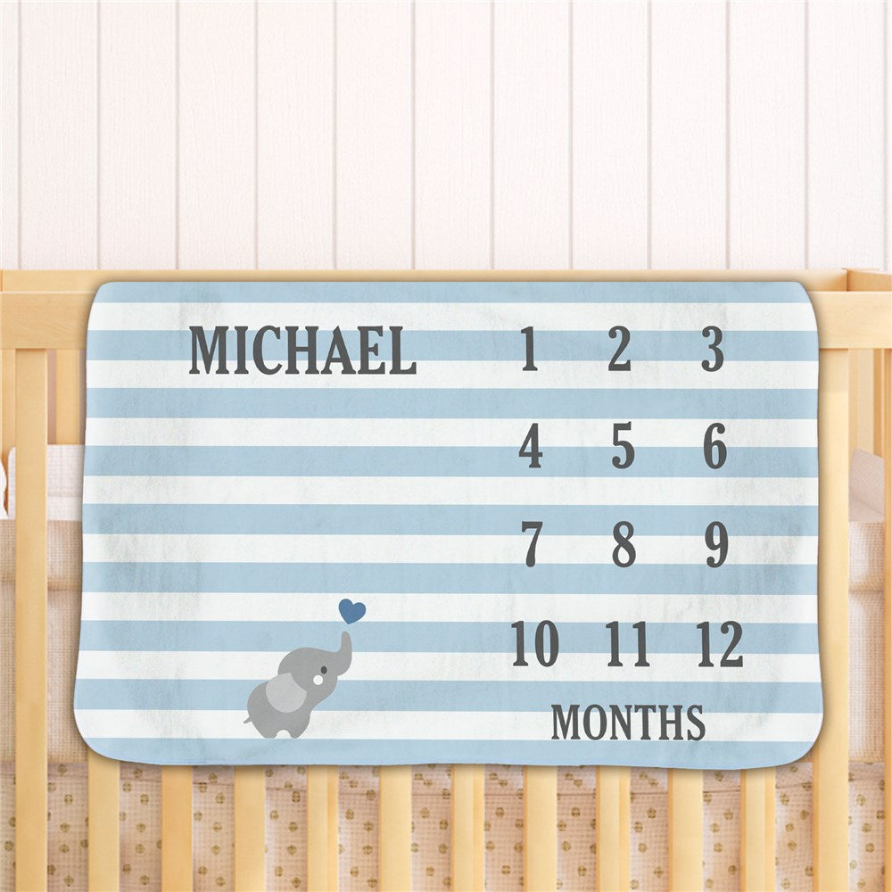 Personalized Elephant Fleece Baby Blanket