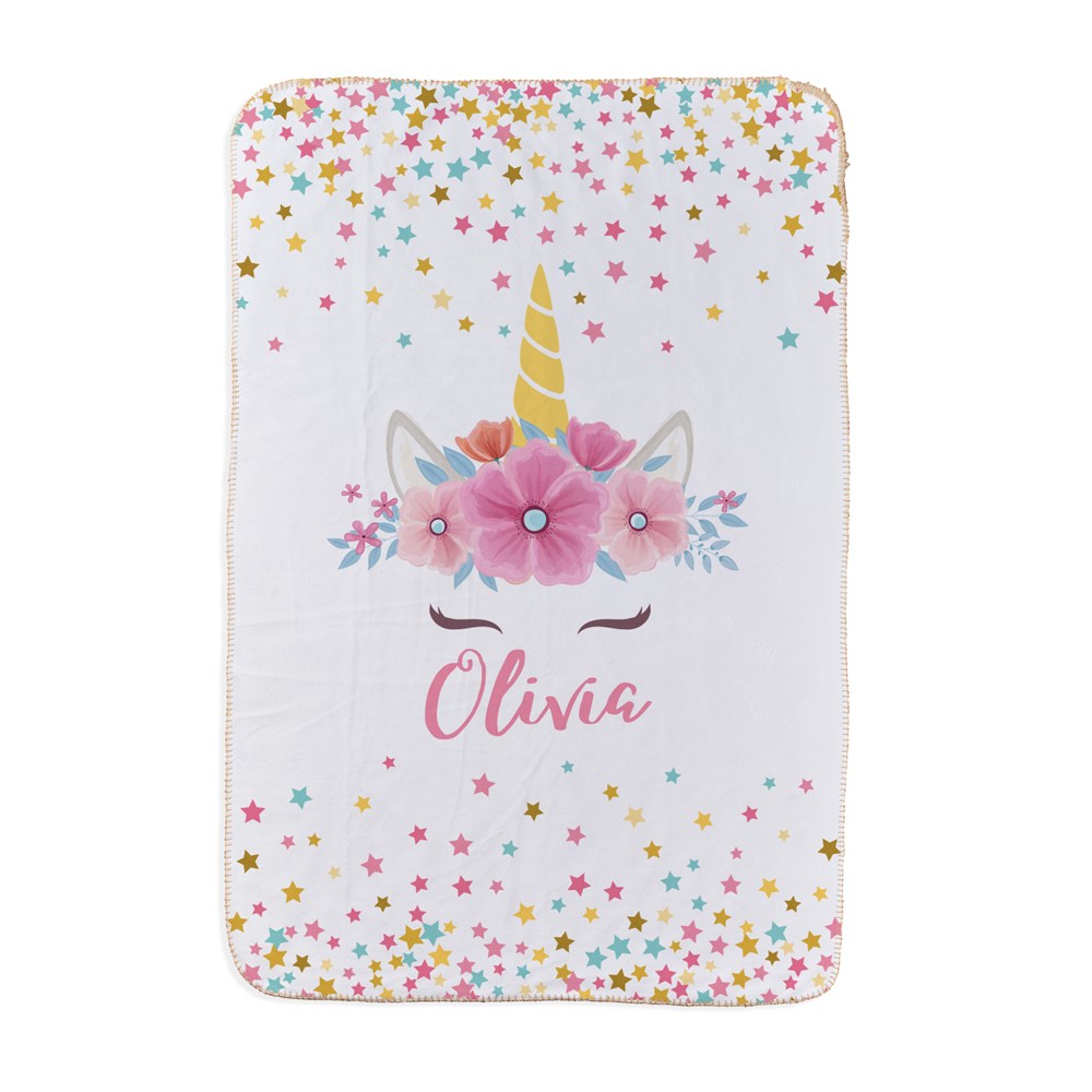 Personalized Unicorn Princess Sherpa Blanket
