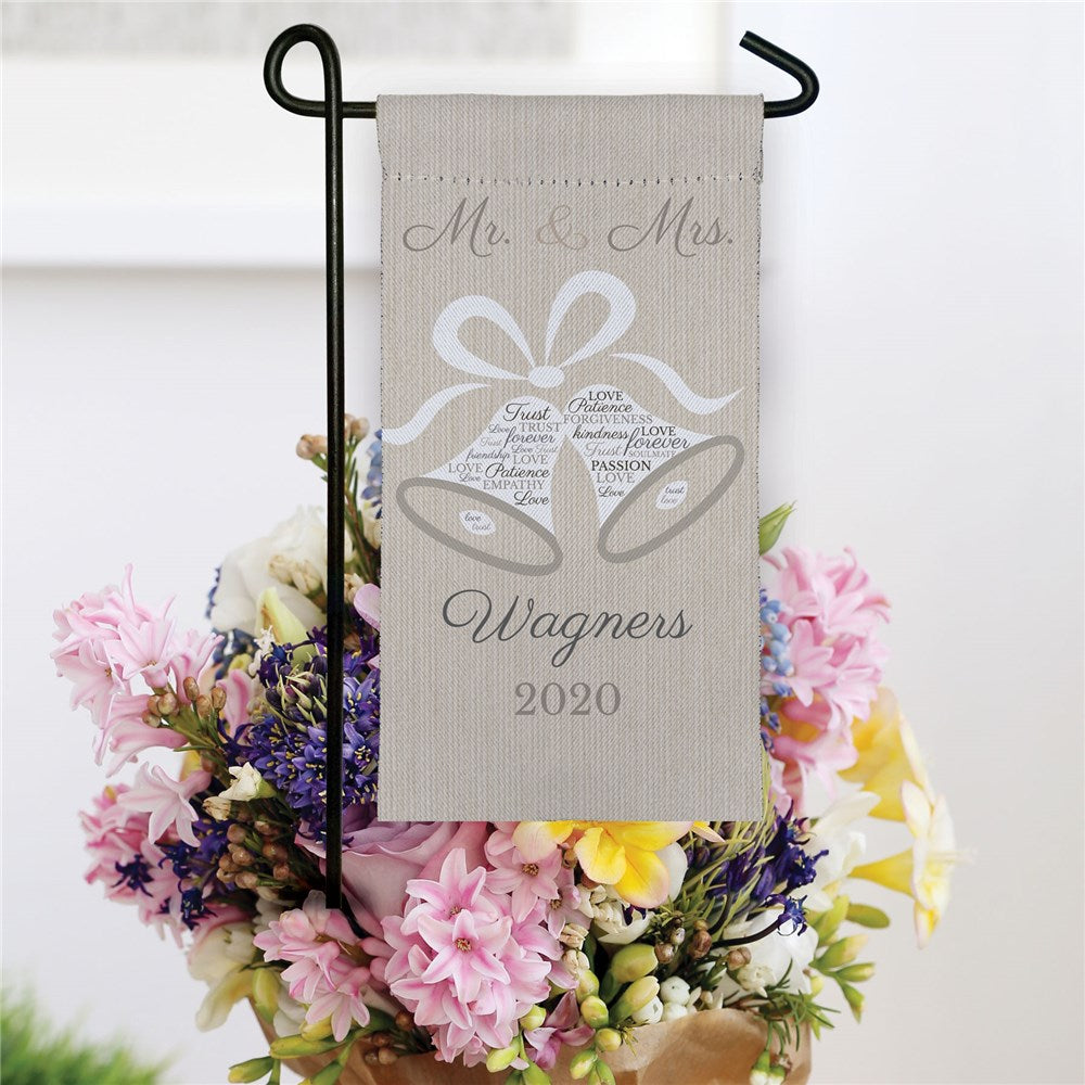 Personalized Wedding Bells Word Art Mini Garden Flag