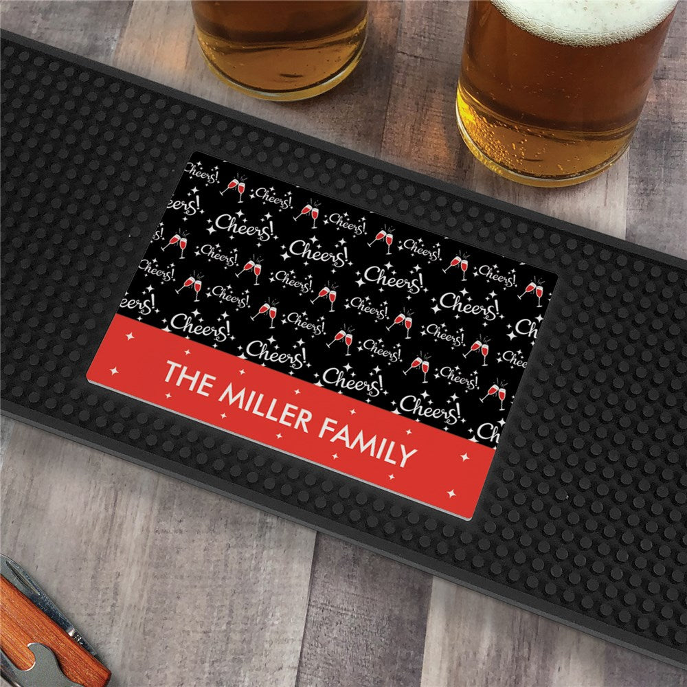 Personalized Cheers Printed Bar Mat