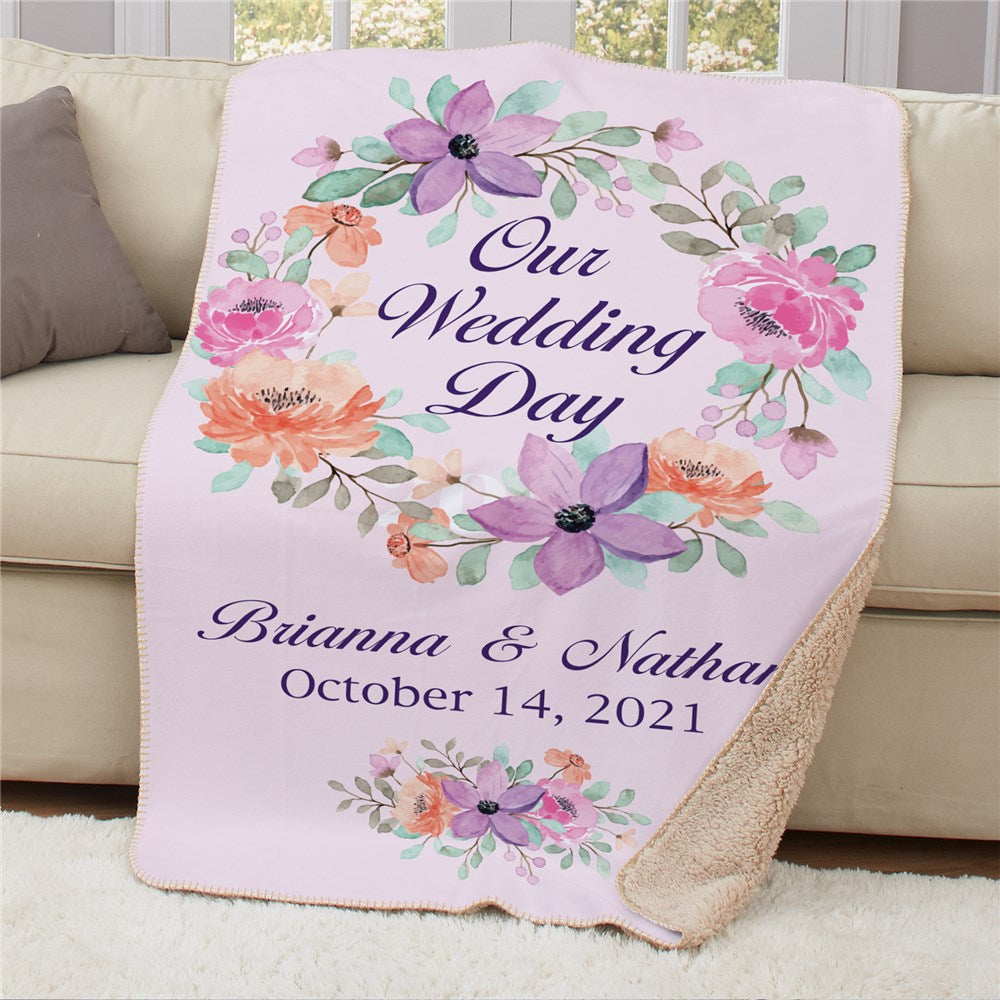 Personalized Our Wedding Day Sherpa Blanket