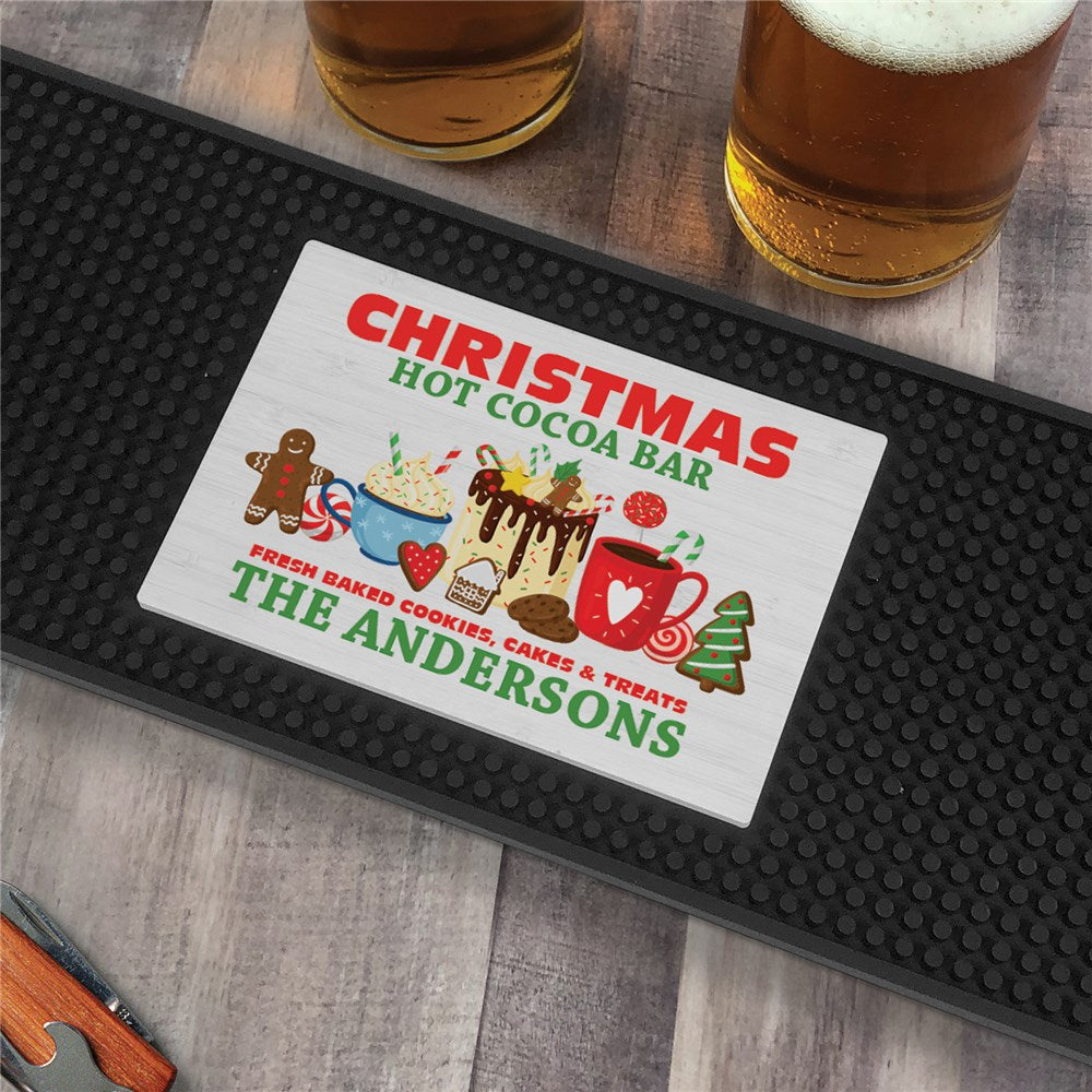Personalized Christmas Hot Cocoa Bar Bar Mat