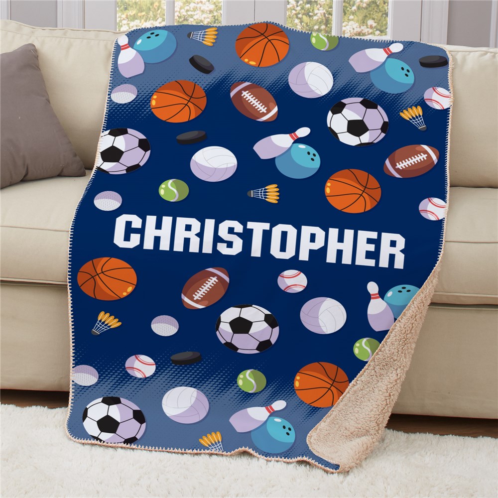 Personalized General Sports with Name Sherpa Blanket