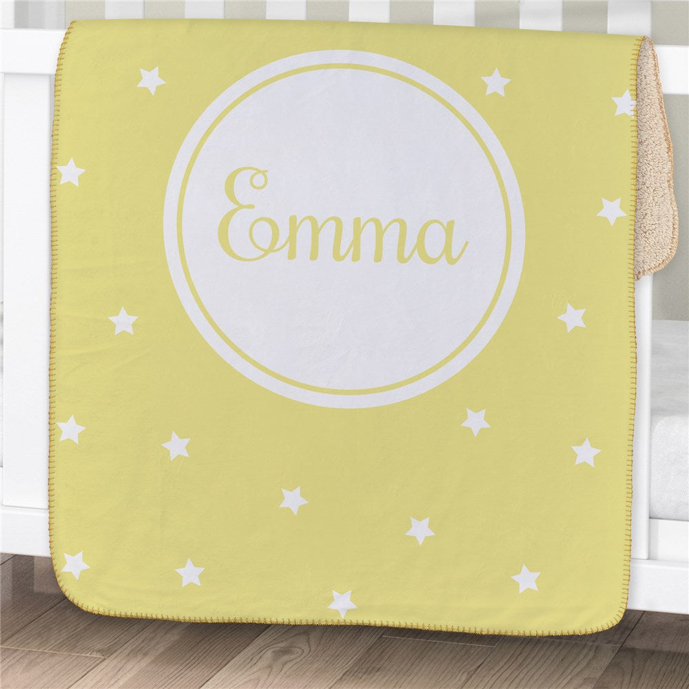 Personalized Baby Stars Sherpa Blanket