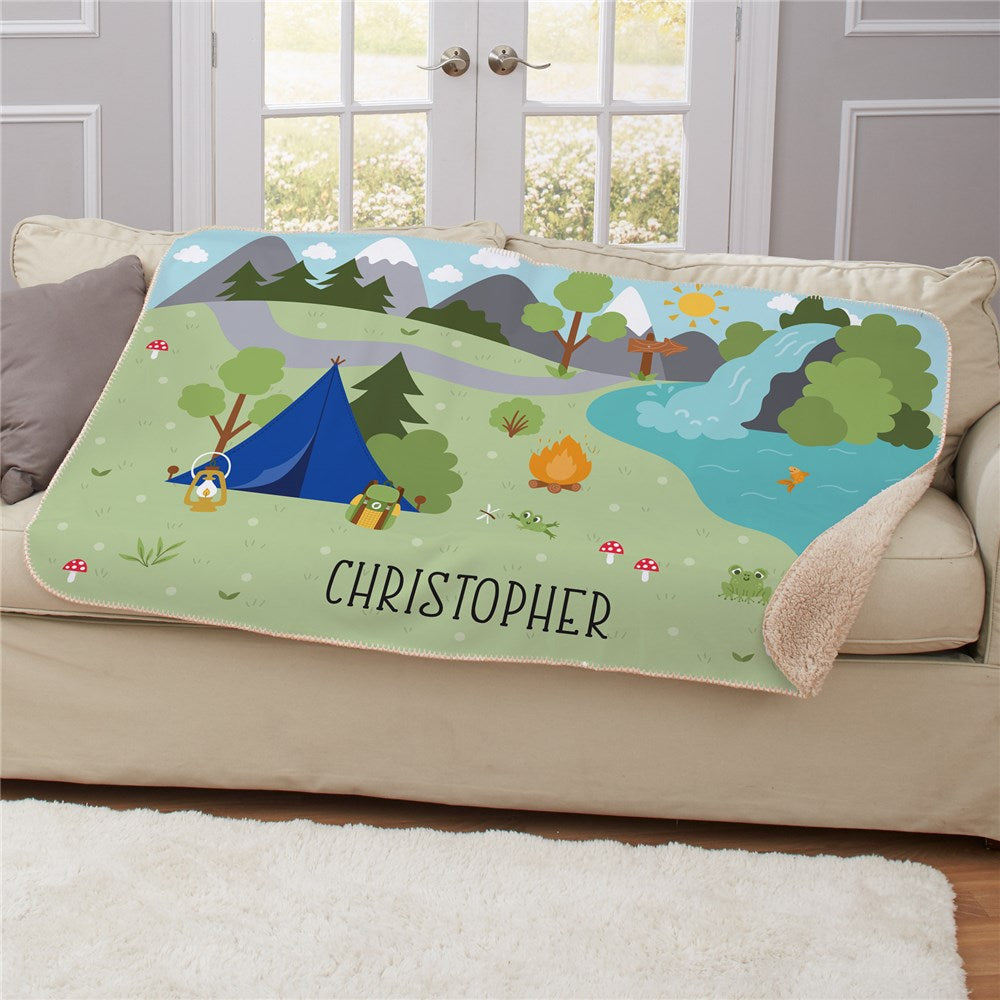 Personalized Camping 50x60 Sherpa Blanket